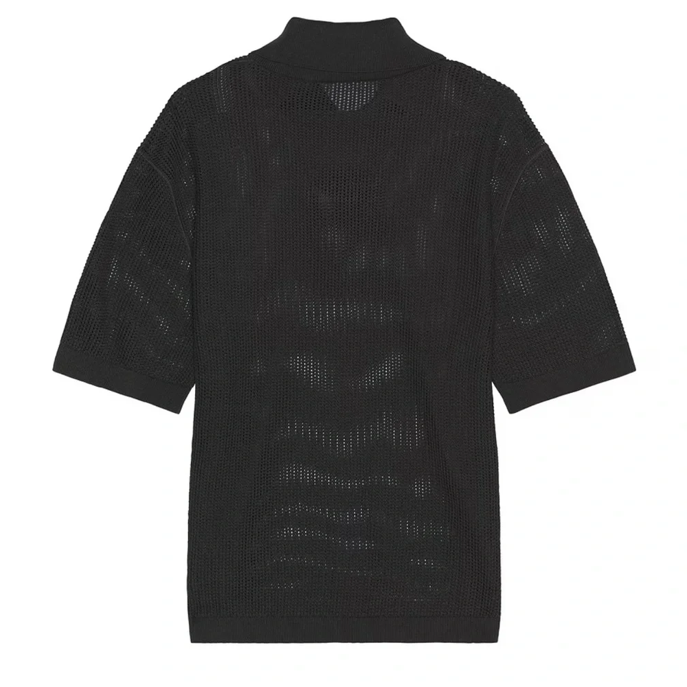 Burberry Men’s silk cotton mesh Onyx Polo shirt - Picture 5 of 6